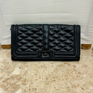 Rebecca Minkoff Quilted Leather Clutch. Black